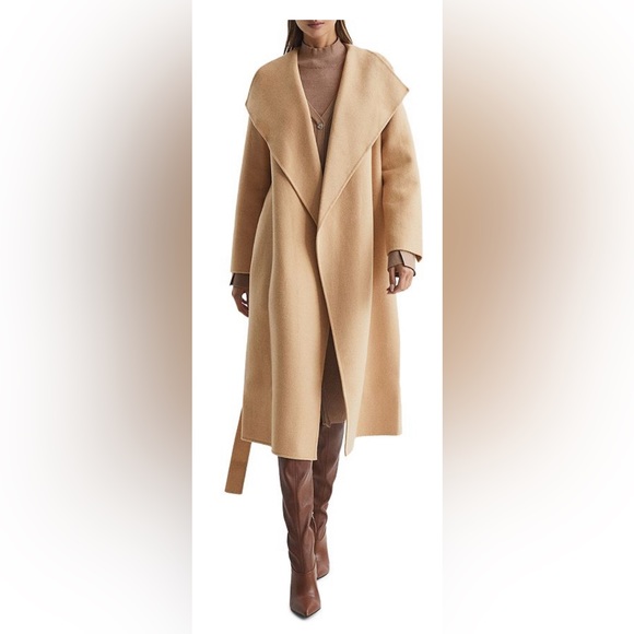 Reiss Jackets & Blazers - REISS Valentina Oversized Wool-Blend Coat Belted Jacket in Camel Size 4